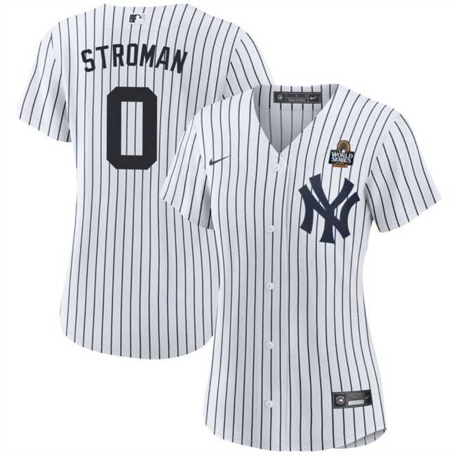 Women%27s New York Yankees #0 Marcus Stroman White 2024 World Series With Name Cool Base Stitched Jersey Dzhi->mlb womens jerseys->MLB Jersey